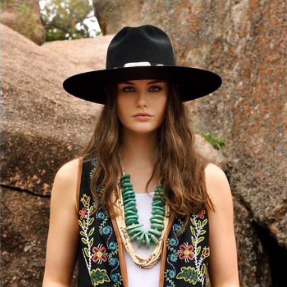 Double D Ranch Badlands rancher hat turquoise silver concho black